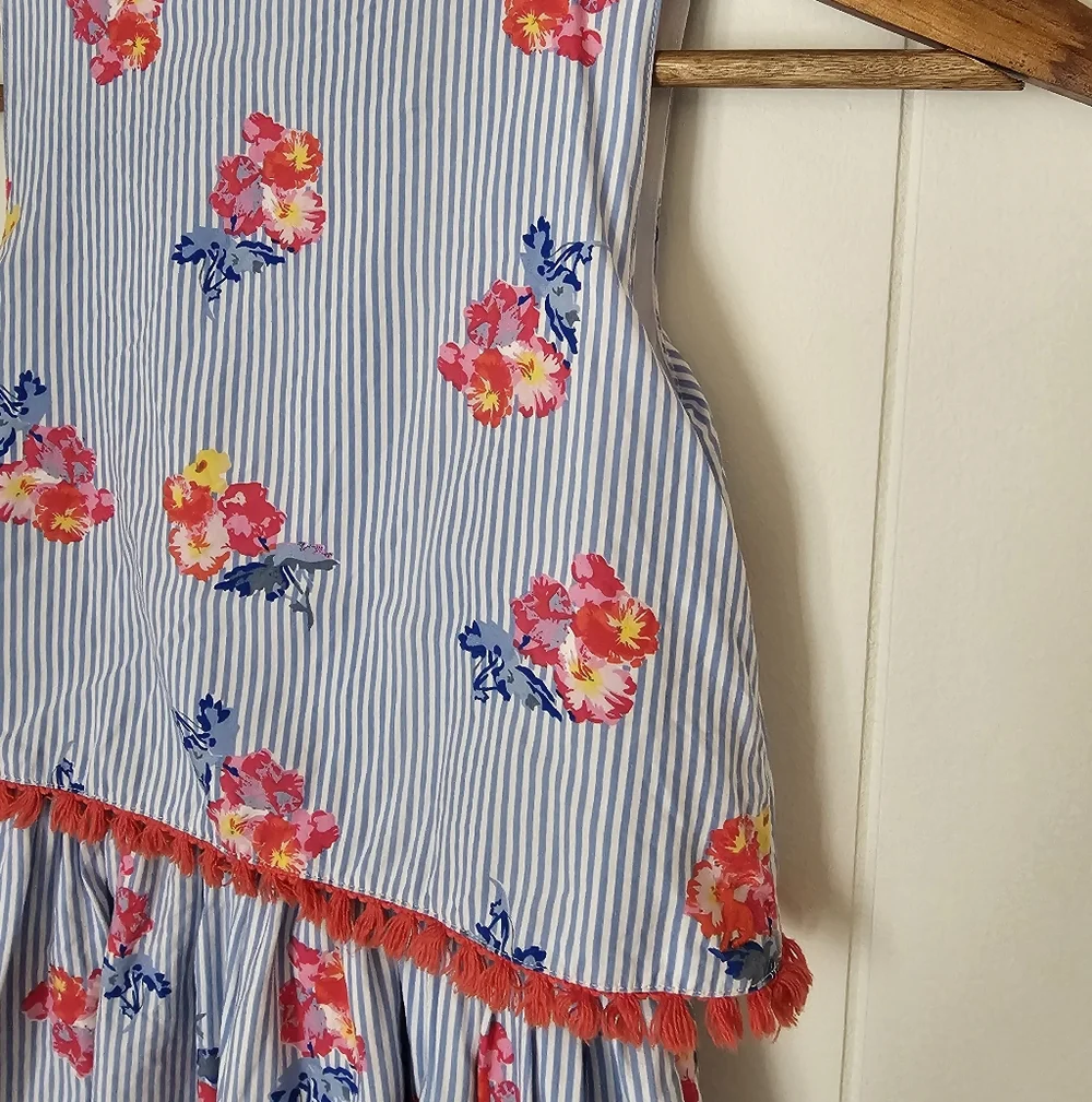 Joules Floral Striped Girls Layered Dress